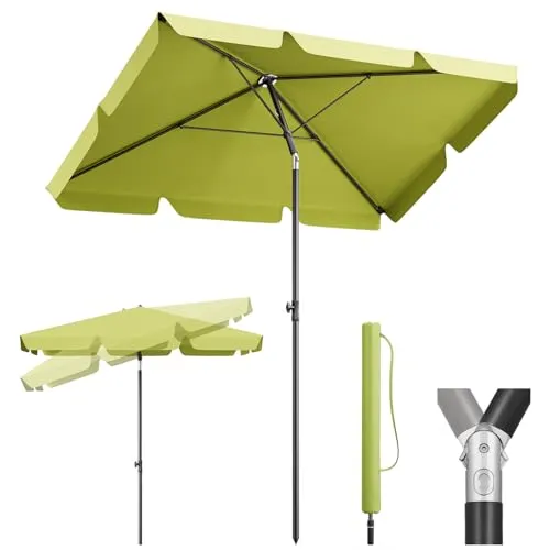 Sekey Balkon Sonnenschirm 2-in-1 SET - Rechteckig 200x125cm, UPF50+ - Sonnenschirm für Balkon und Terrasse, mit wasserfester Schutzhülle & höhenverstellbar. Bietet maximalen UV-Schutz und ist windstabil bis 15 km/h - ideal für entspannte Outdoor-Aktivitäten!