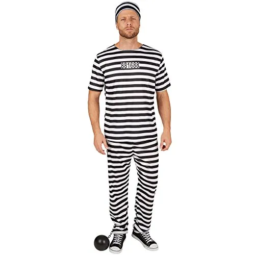 tectake® Herrenkostüm Sträfling - Kostüme für Fasching und Mottopartys, werde zur coolsten Knastlegende mit diesem vielseitigen Outfit für jeden Anlass!