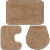 vidaXL Badematte 3-TLG. Beige - Luxuriöses Badteppich Set - Badematten & Badteppiche: 100% Baumwolle, antistatisch, saugfähig und pflegeleicht mit rutschfester Unterseite für sichere Nutzung im Badezimmer.