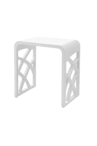 Four & More Badhocker Padua - Luxuriöser Duschstuhl aus Solid Stone - Badezimmerhocker mit rutschfesten Füßen, hygienisch und leicht zu reinigen. Ideal für begehbare Duschen, unterstützt bis 150 kg und bietet ein echtes "Stein-Gefühl".