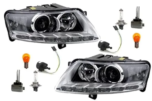 Johns Scheinwerfer für Audi A6 4F Links & Rechts mit Leuchtmitteln - Wundbehandlungsmittel für Autoscheinwerfer, inklusive D3S und H7 Leuchtmitteln für optimale Sicht und Sicherheit im Straßenverkehr.