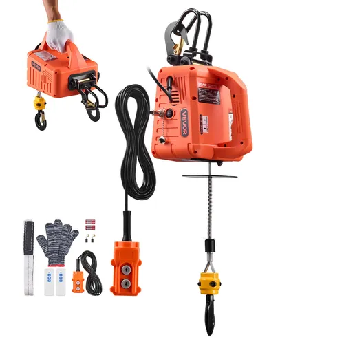 VEVOR Elektrische Seilwinde 3-in-1 - 500kg Hebezug mit 7,6m Seilzug - Vielseitige elektrische Seilwinde mit 500 kg Tragfähigkeit, ideal für den professionellen Einsatz. Mit Fernbedienung und schneller Hubgeschwindigkeit von 5 m/min.