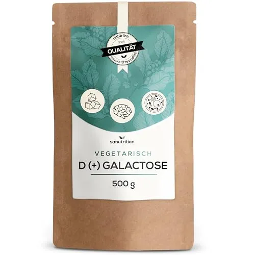 D(+) Galactose Pulver | 500 g Beutel | Hochreines Schleimzucker aus Österreich - Vitamine, Mineralien & Ergänzungsmittel - 99% Reinheit, leicht löslich und vegetarisch, ideal für den täglichen Gebrauch.