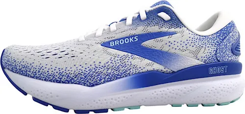 BROOKS Damen Ghost 16 Sneaker - Weiß/Amparoblau/Limpet Shell, 38.5 EU - Laufschuhe mit wasserdichter GORE-TEX-Technologie, aktualisierter Dämpfung und sicherem Sitz für optimalen Komfort beim Laufen.