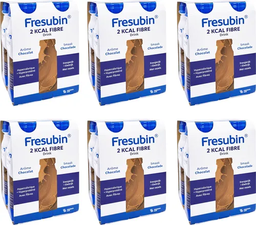 FRESUBIN 2 kcal Fibre Drink Schokolade 24 x 200 ml - Spezialnahrung, hochkalorisch mit 2 kcal/ml, ideal zur Unterstützung bei Untergewicht und erhöhtem Energiebedarf, laktose- und glutenfrei, mit wertvollen Vitaminen und Ballaststoffen.