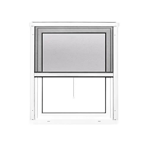 jarolift 2 in 1 Insektenschutzrollo Volaris Fliegengitter Fenster-Rollo, PVC Rahmen Weiß, Höhe und Breite Kürzbar, 100 x 140 cm (B x H)