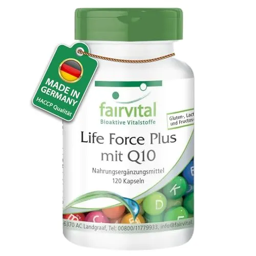 Fairvital | Life Force Plus - 120 Kapseln - Multivitamin mit 800µg Folsäure, 300µg Biotin, 200µg Chrom, 100µg B12 & Q10 - HOCHDOSIERT
