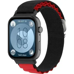 Für Huawei Watch Fit 3 Elastisches Sport Nylon Armband Schwarz / Rot