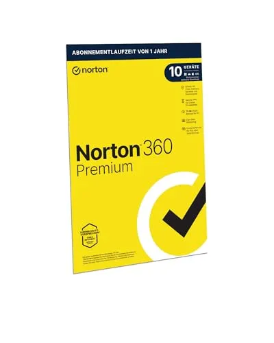 Norton 360 Premium 2021 Vollversion für 10 Geräte - Security-Suite mit 75 GB Online-Speicher, idealen Schutz für PC, Mac, Tablet und Smartphone - 1 Jahr Laufzeit, multilingualer Support.