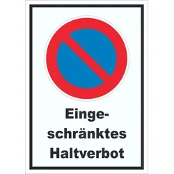 Eingeschränktes Haltverbot Schild A6 Rückseite selbstklebend