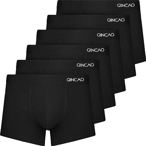 QINCAO Boxershorts Herren 6er Pack - Bequeme Unterwäsche ohne Kratzenden Zettel - Herren-Boxershorts aus hochwertiger Baumwolle, 6er Pack mit perfektem Sitz und ohne störende Etiketten für höchsten Tragekomfort.