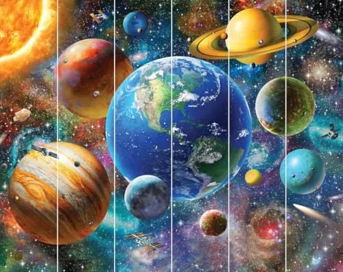 Walltastic Wandbild, Sonnensystem, FSC-Papier, mehrfarbig, 2,4 m hoch x 3 m breit, 1 Größe