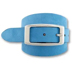 Ledergürtel von BERND GÖTZ mit länglicher Schließe, Gr. 85, blau - Gürtel von BERND GÖTZ, stufenlos verstellbar durch Einfachdornschließe, aus hochwertigem und langlebigem Material, ideal für Jeans und Röcke.