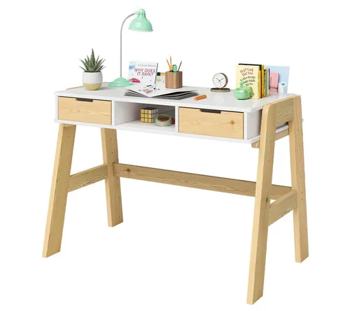 Bellabino Campo Kinderschreibtisch - Höhenverstellbarer Schreibtisch für Kinder, 4-fach verstellbar von 56-75 cm, mit großzügiger Arbeitsfläche und viel Stauraum für Bücher und Hefte.