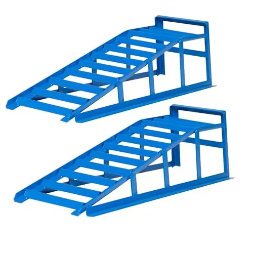 cartrend PKW Auffahrrampen-Set, bis 225 mm - Laderampen-Set mit Überfahrschutz, ideal für sicheres Auffahren und Montage. Belastbar bis 1,6t pro Paar, perfekt für Reifenbreiten bis 225 mm.