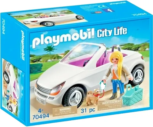 PLAYMOBIL® 70494 schickes Cabrio mit Frau und Hund - Sonstige, kreatives City Life Set für fantasievolles Spielen, ideal für Kinder ab 3 Jahren.