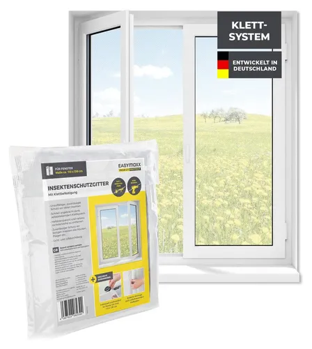 EASYmaxx Insect Protect Insektenschutzgitter - für Fenster bis 110x130cm - Klett