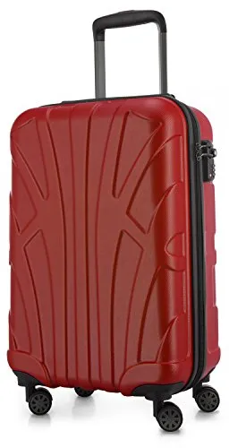 Suitline Reisekoffer rot - Hartschale, 34 Liter, 4 Rollen - Robuster Hartschalenkoffer mit TSA-Zahlenschloss, ideal als Handgepäck. Mit 4 drehbaren Rollen und 3 separaten Fächern für optimale Organisation.