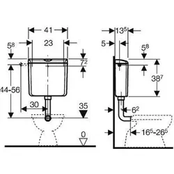 Geberit AP 110 Spülkasten, tiefhängend, weiß - Hochwertiger Spülkasten von Geberit mit einstellbarer Spülmenge von 6 bis 9 Litern und praktischer Start-Stopp Funktion für effizienten Wasserverbrauch.