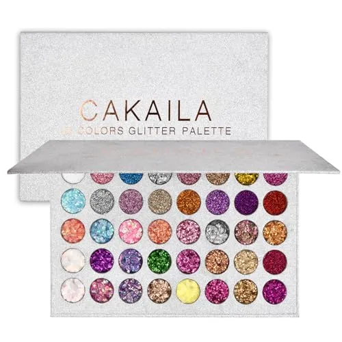 Jinlaili 40 Farben Glitzer Lidschatten Palette, Lidschattenpalette Bunt, Eyeshadow Palette Schimmernde, Glitzer Make-up Palette Langlebig Wasserdicht, Augenpalette, Schminkpalette