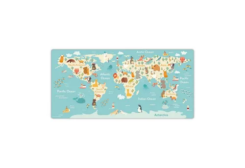 Cover-your-desk Schreibtischunterlage für Kinder und Schüler - Weltkarte, 84 x 40 cm - Schreibwaren: Hochwertige Schreibtischunterlage aus robustem Vinyl, schützt vor Kratzern und Flüssigkeiten, ideal für Schüler und Kinder.