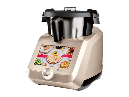 SILVERCREST KITCHEN TOOLS Monsieur Cuisine Smart SKMS 1200 B2 Champagner - leistungsstarke Küchenmaschine mit 8-Zoll-Farb-Touchdisplay, Automatikprogrammen und Sprachsteuerung