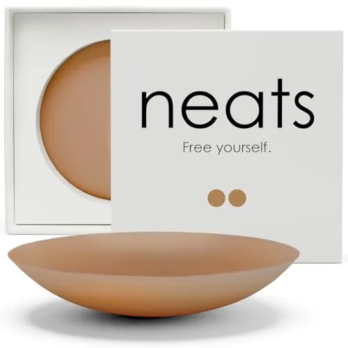 NEATS Nippelpads, hypoallergenem Silikon Brustwarzenabdeckungen für Frauen, Damen Nipple Cover mit Brustwarzenschutz, wiederverwendbar, Selbstklebende Nippelabdeckung Silikon-Pasties (Almond, 10cm)