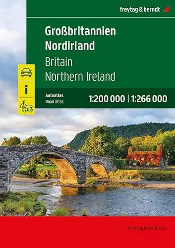 Großbritannien - Nordirland Autoatlas 1:200.000 - Praktischer Straßenatlas mit Spiralbindung, ideal für Reisen und Freizeitaktivitäten in Nordirland, inklusive Camping- und Stellplätzen.