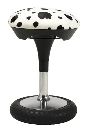 TOPSTAR Sitness 20 Animal Collection, ergonomischer Sitzhocker, drehbarer Arbeitshocker, Bürohocker mit Schwingeffekt, Kuh schwarz Weiss
