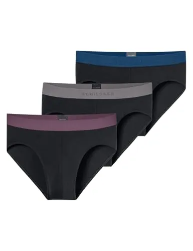 Schiesser Herren 3 Pack Slips Bio Baumwolle - Herren-Slips aus 95% Bio-Baumwolle für höchsten Tragekomfort, mit sportlichem Logo-Webgummibund und bequemen Beinausschnitten.