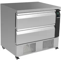 Saro Schubladenkühltisch DRAW mit 2 Schubladen - Fahrbarer Kühlschrank aus Edelstahl AISI 304 mit digitaler Temperaturkontrolle für optimale Frische bei +2/+8 °C. Ideal für Gastronomie und professionelle Küchen.