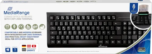MediaRange USB 2.0 Tastatur mit Chip-Karten Terminal - Tastaturen für effizientes Arbeiten, ausgestattet mit integriertem Chip-Karten Terminal für sichere Transaktionen und Benutzerfreundlichkeit.