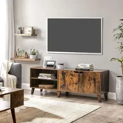 VASAGLE TV-Schrank, Fernsehtisch mit 2 Türen, 140 cm lang - TV-Halterungen - eleganter Schrank für Fernseher bis 60 Zoll, mit verstellbaren Ablagen und vintagebrauner Optik, ideal für Wohnzimmer, Esszimmer und Schlafzimmer.