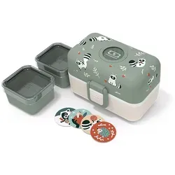 Monbento Lunchbox ''Tresor'' in Grün - 800 ml, praktisch und vielseitig - Moderne Brotdose mit praktischen Unterteilungen und vier austauschbaren Plaketten. Ideal für den täglichen Einsatz und spülmaschinenfest für einfache Reinigung.