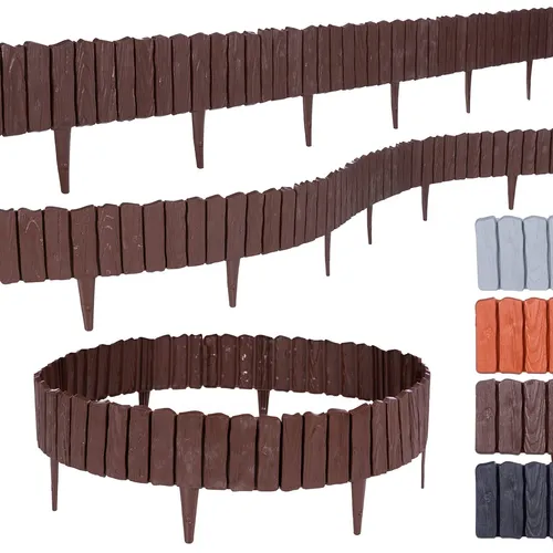BooGardi Beetumrandung Rasenkante Holzoptik, LxH: 57,00x12.500 cm, 20 Stück Braun, Beeteinfassung flexibel Mähkante Gartenzaun, Braun
