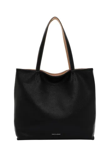 EMILY & NOAH Shopper E&N Eva, Damen, schwarz - Eleganter Damen Shopper in Echtleder-Optik, mit abnehmbarem Schulterriemen und praktischem Magnetdruckknopfverschluss – ideal für stilvolle Auftritte.