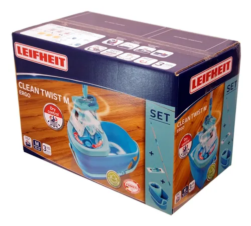 LEIFHEIT Clean Twist System Bodenwischerset 52014 - 4-teilig - Sonstige Reinigungsgeräte mit einzigartigem Rotationsmechanismus für optimale Reinigung ohne Bücken oder Schmutzwasserkontakt. Ideal für müheloses Wischen!