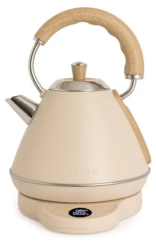 KETTLE RETRO PRO - Elektrischer Wasserkocher mit Temperaturkontrolle - Praktischer 1 L Wasserkocher für perfekten Genuss. Wähle die ideale Temperatur für Tee und Kaffee zwischen 40 und 100 °C. Aus lebensmittelechtem Edelstahl, BPA-frei und mit Sicherheitsfunktionen für sorgenfreies Kochen.