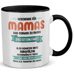 22Feels Tasse Mama Geschenk von Tochter Muttertag Geburtstag Mutter Weihnachten Frau, Keramik, Made in Germany, Spülmaschinenfest, Zweifarbig schwarz|weiß