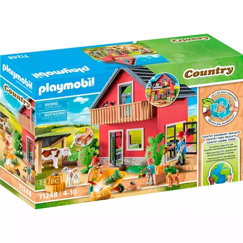 PLAYMOBIL Country 71248 - Bauernhaus mit Wohn- und Schlafbereichen, umweltfreundliches Spielzeug aus 80% recyceltem Material, ideal für kreative Rollenspiele ab 4 Jahren