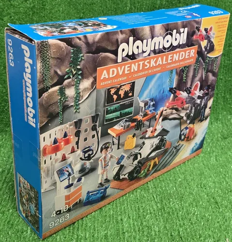 PLAYMOBIL 9263 Spy Team Werkstatt Adventskalender - Adventskalender für Agenten und Spione, inkl. LED Waffe, ideal für Kinder von 5-16 Jahren und perfekt für spannende Adventsüberraschungen.
