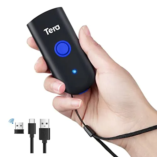 Tera Barcode-Scanner 1100L 3-in-1 - Barcodescanner für 1D Barcodes, kompakt und leicht (35g), mit Bluetooth, 2.4G Wireless und USB-Kabel, ideal für mobile Anwendungen und hohe Scan-Geschwindigkeit.