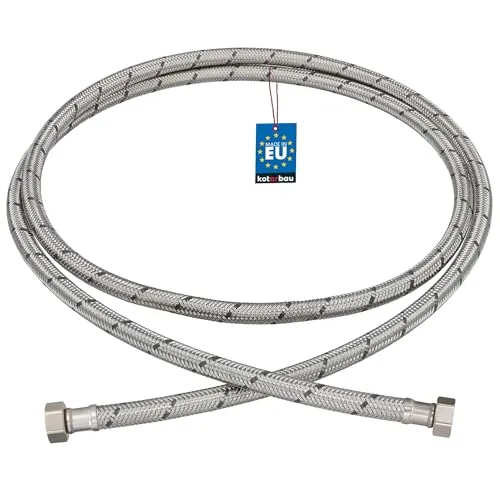 KOTARBAU® Flexschlauch 3/8 Zoll - Wasserschlauch - 200 cm - Panzerschlauch - 3/8“ x 3/8“ - Anschlussschlauch für Armatur - Schlauch Für Wasserhahn - Edelstahlummantelt - Silber