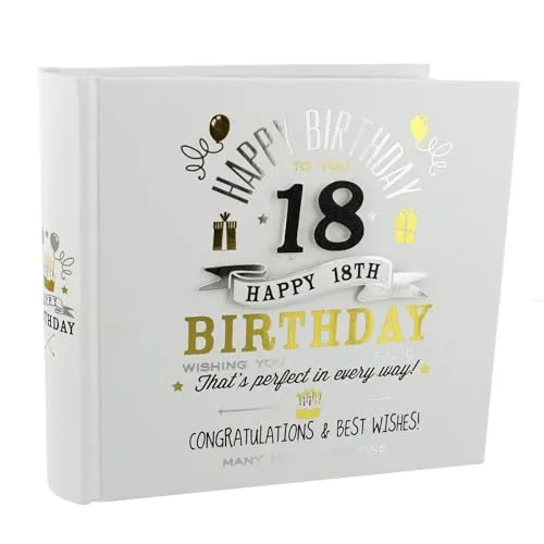 18th Birthday Photo Album 4"x6" - Elegantes Schwarz-Gold-Design - Fotoalbum für das Bücherregal, ideal zum Festhalten der Erinnerungen an den 18. Geburtstag mit elegantem Design und kompakten Maßen.