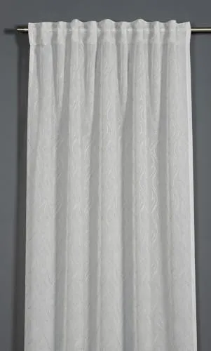Sehlbach Fertiggardine mit Gardinenband, Stickerei, Weiß, 135 x 245 cm Gardinen, Elegante Stickerei, Lichtdurchlässiger Stoff, Öko-Tex Zertifiziert, Kürzungsband Inklusive
