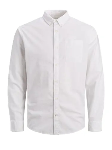 JACK&JONES Slim Fit Business Shirt mit Brusttasche - Herrenhemden aus weichem Twill, ideal für den Alltag und Büros, in Größe S und zeitlosem Weiß.