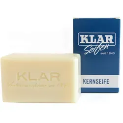 Klar's Kernseife 100 g - Hautpflege mit 100% pflanzlichen Inhaltsstoffen, frei von künstlichen Duft- und Farbstoffen. Ideal für sanfte Reinigung von Händen, Gesicht und Wäsche. Nachhaltig und plastikfrei verpackt.