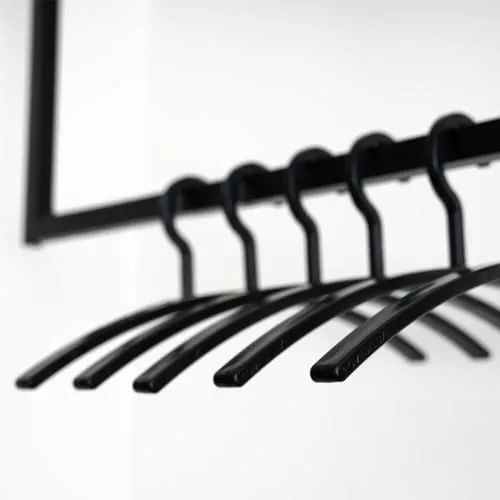 HOME DELUXE - Kleiderbügel Rack - Schwarz, 47 x 2 x 18 cm, Kunststoff mit Samtstoff bezogen I Kleiderbügel-Set Garderobenhaken Kleideraufhänger (50er Set)