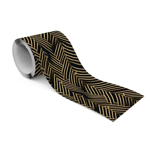 Muralo - Selbstklebende Bordüre - Tapetenbordüre Wandbördure - Dekorative Wandtatto für Wände, Möbel, Decken, Tapeten, Wandverkleidungen, Türen - Goldene Linien - Br.10cm x Hö.300cm