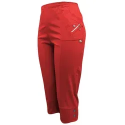 Kurze Hosen Damen Sommerhosen Bermuda 7/8 Schlupfhose leichte Stoffhose angenehme Caprihose mit Taschen (50-52, Rot)